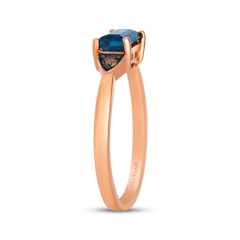 Main Image 2 of Le Vian Baguette-Cut Blue Topaz Ring 1/15 ct tw Diamonds 14K Strawberry Gold