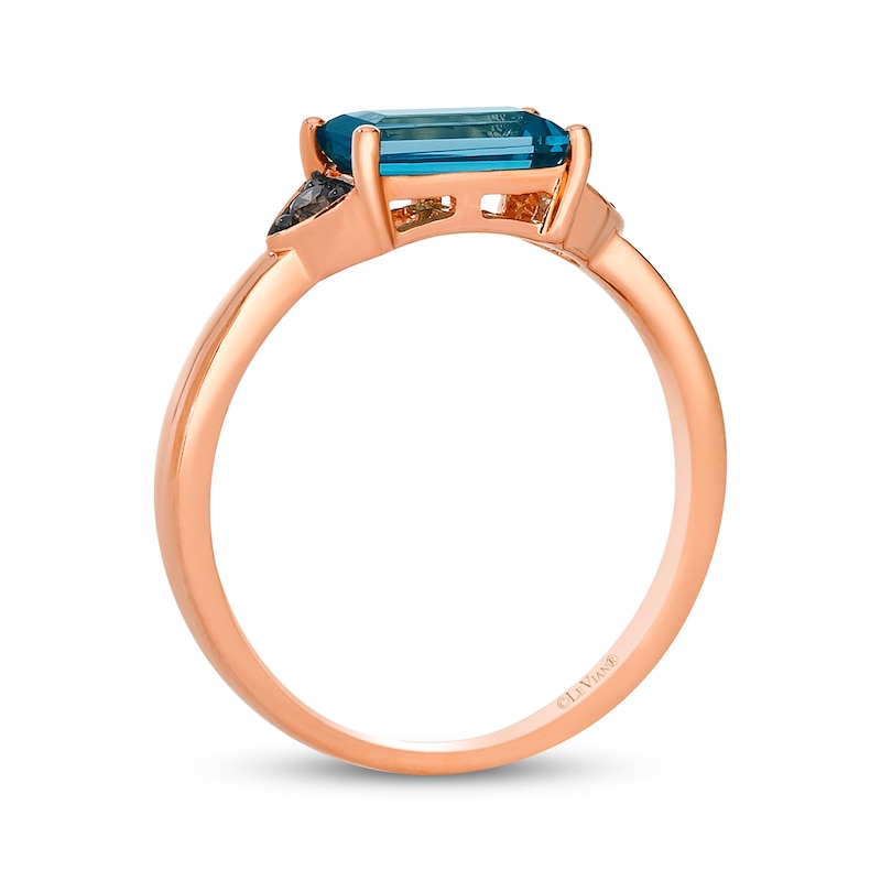 Main Image 3 of Le Vian Baguette-Cut Blue Topaz Ring 1/15 ct tw Diamonds 14K Strawberry Gold