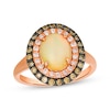 Thumbnail Image 1 of Le Vian Oval-Cut Opal Double Halo Ring 1/2 ct tw Diamonds Strawberry Gold