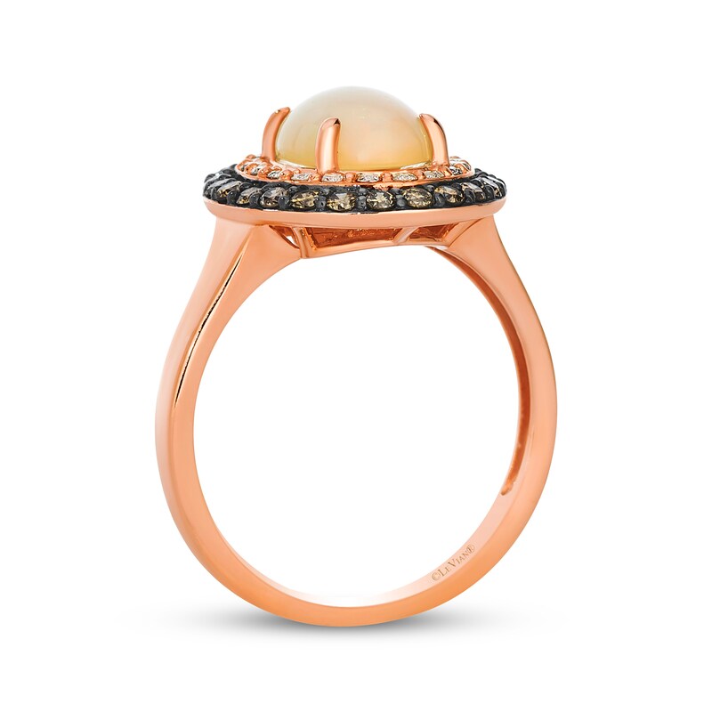 Main Image 3 of Le Vian Oval-Cut Opal Double Halo Ring 1/2 ct tw Diamonds Strawberry Gold