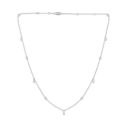 Monique Lhuillier Bliss Marquise & Round-Cut Lab-Grown Diamond Dangle Necklace 1/2 ct tw Platinum-Plated Sterling Silver 18"