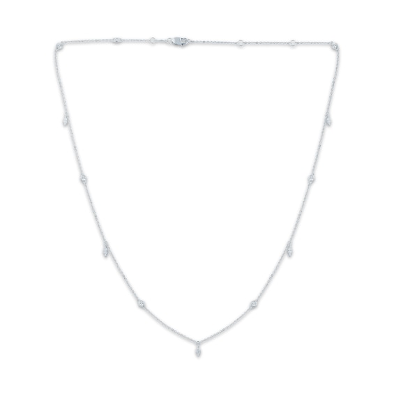 Monique Lhuillier Bliss Marquise & Round-Cut Lab-Grown Diamond Dangle Necklace 1/2 ct tw Platinum-Plated Sterling Silver 18"