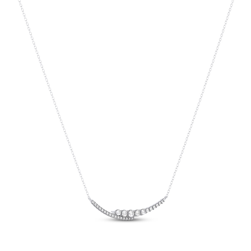 Main Image 2 of THE LEO Diamond Curved Bar Bypass Necklace 1/2 ct tw 14K White Gold 19"