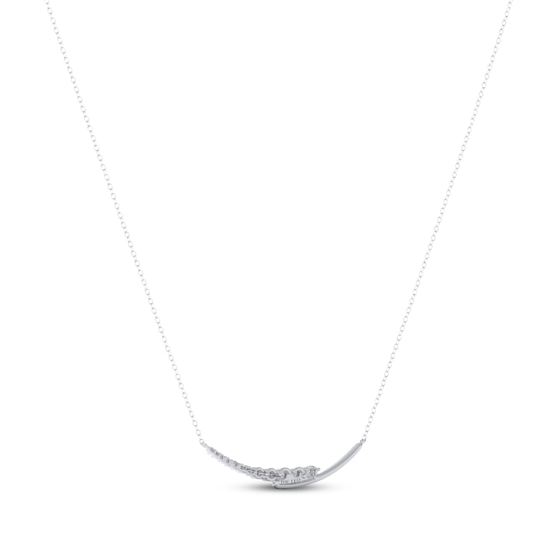 Main Image 3 of THE LEO Diamond Curved Bar Bypass Necklace 1/2 ct tw 14K White Gold 19"