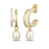 Thumbnail Image 1 of Kay Lab-Grown Diamonds Cultured Pearl Dangle Split J-Hoop Earrings 3/8 ct tw 10K Yellow Gold