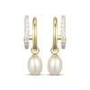Thumbnail Image 2 of Kay Lab-Grown Diamonds Cultured Pearl Dangle Split J-Hoop Earrings 3/8 ct tw 10K Yellow Gold