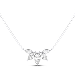 THE LEO Legacy Lab-Grown Diamond Marquise-Cut Five-Stone Necklace 1-1/2 ct tw 14K White Gold 19"