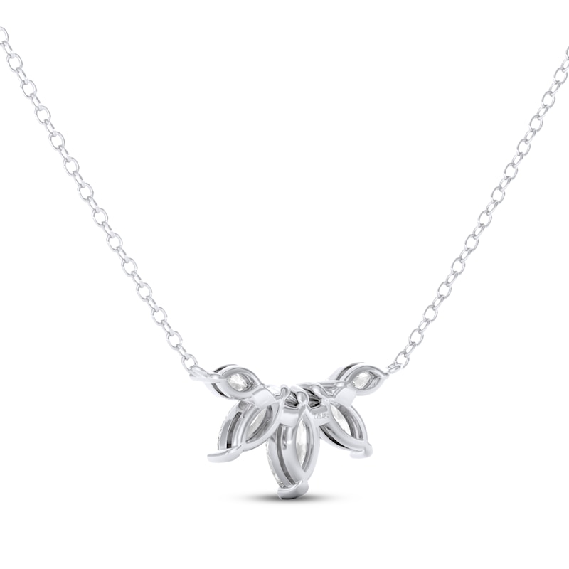 Main Image 3 of THE LEO Legacy Lab-Grown Diamond Marquise-Cut Five-Stone Necklace 1-1/2 ct tw 14K White Gold 19"