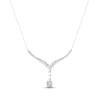 Thumbnail Image 3 of THE LEO Legacy Lab-Grown Diamond Oval-Cut Dangle Chevron Necklace 1-1/4 ct tw 14K White Gold 19"