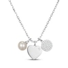 Thumbnail Image 1 of Cultured Pearl & White Lab-Created Sapphire Triple Charm Necklace Sterling Silver 18"