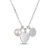 Thumbnail Image 2 of Cultured Pearl & White Lab-Created Sapphire Triple Charm Necklace Sterling Silver 18"