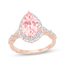 Monique Lhuillier Bliss Pear-Shaped Pink Lab-Grown Diamond & White Lab-Grown Diamond Engagement Ring 2-1/4 ct tw 18K Rose Gold