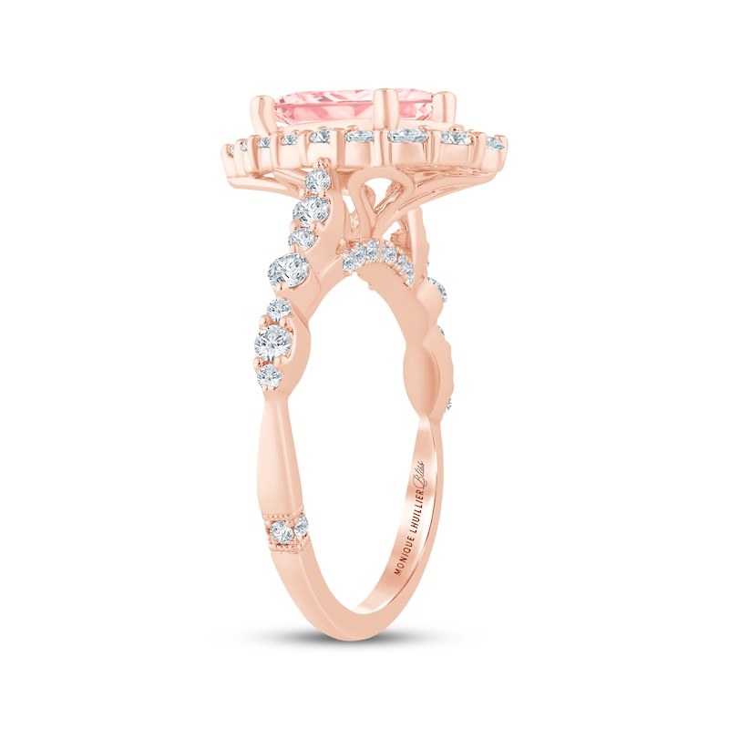 Main Image 2 of Monique Lhuillier Bliss Pear-Shaped Pink Lab-Grown Diamond & White Lab-Grown Diamond Engagement Ring 2-1/4 ct tw 18K Rose Gold