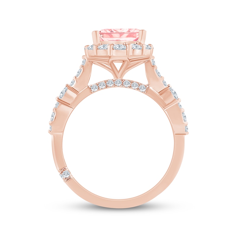 Main Image 3 of Monique Lhuillier Bliss Pear-Shaped Pink Lab-Grown Diamond & White Lab-Grown Diamond Engagement Ring 2-1/4 ct tw 18K Rose Gold