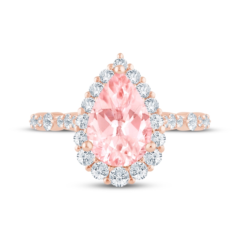 Main Image 4 of Monique Lhuillier Bliss Pear-Shaped Pink Lab-Grown Diamond & White Lab-Grown Diamond Engagement Ring 2-1/4 ct tw 18K Rose Gold