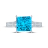 Thumbnail Image 4 of Monique Lhuillier Bliss Princess-Cut Blue Lab-Grown Diamond & White Lab-Grown Diamond Engagement Ring 2-1/3 ct tw 18K White Gold