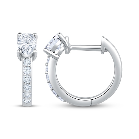 KAY Lab-Grown Diamonds Oval & Round-Cut Hoop Earrings 5/8 ct tw 10K White Gold
