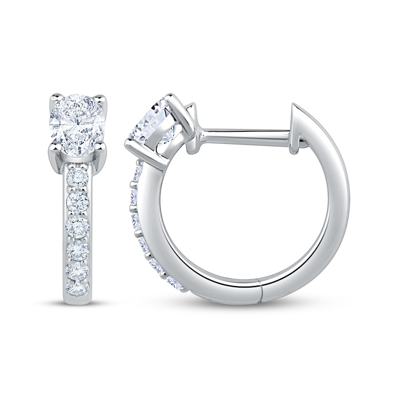 Main Image 1 of KAY Lab-Grown Diamonds Oval & Round-Cut Hoop Earrings 5/8 ct tw 10K White Gold