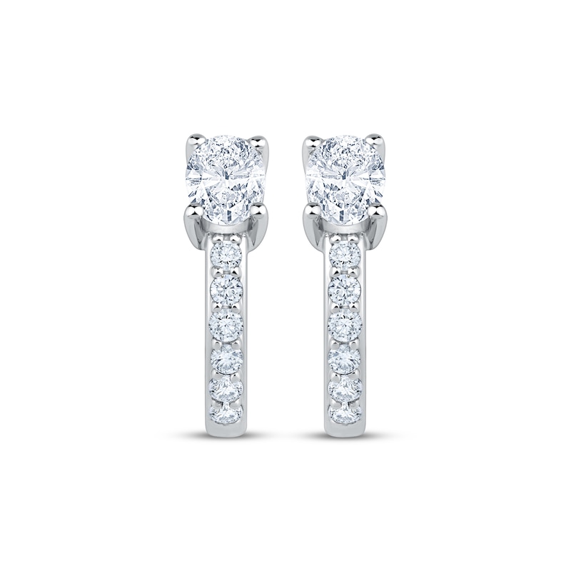 Main Image 2 of KAY Lab-Grown Diamonds Oval & Round-Cut Hoop Earrings 5/8 ct tw 10K White Gold