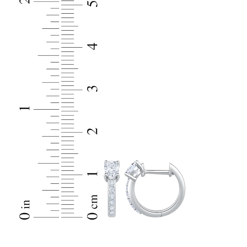 Main Image 4 of KAY Lab-Grown Diamonds Oval & Round-Cut Hoop Earrings 5/8 ct tw 10K White Gold