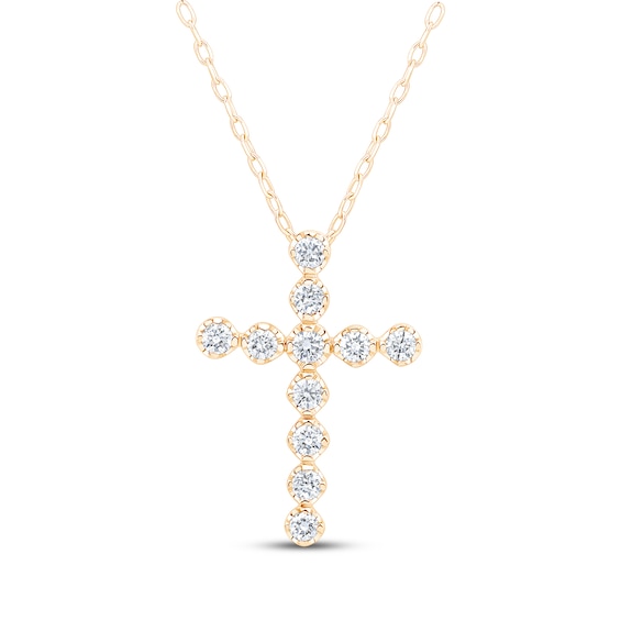 Kay Signature Collection Lab-Grown Diamond Cross Necklace 1/4 ct tw 10K Yellow Gold 18"