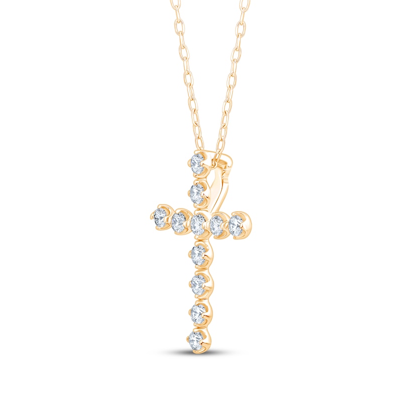 Main Image 3 of Kay Signature Collection Lab-Grown Diamond Cross Necklace 1/4 ct tw 10K Yellow Gold 18"