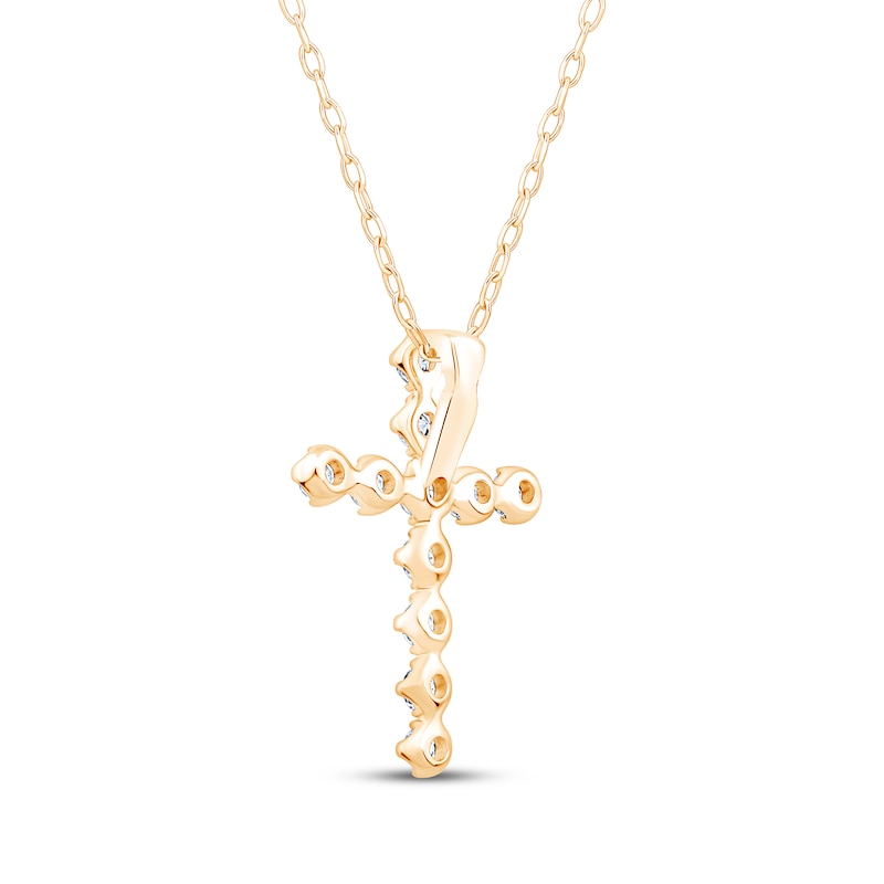 Main Image 4 of Kay Signature Collection Lab-Grown Diamond Cross Necklace 1/4 ct tw 10K Yellow Gold 18"