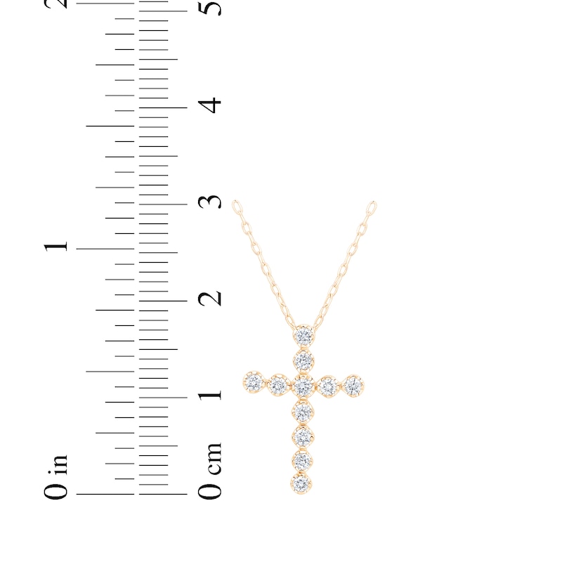 Main Image 6 of Kay Signature Collection Lab-Grown Diamond Cross Necklace 1/4 ct tw 10K Yellow Gold 18"