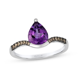 Le Vian Pear-Shaped Amethyst Ring 1/6 ct tw Diamonds 14K Vanilla Gold