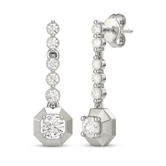 KAY Lab-Grown Diamonds Octagon Frame Drop Earrings 3/4 ct tw Sterling Silver