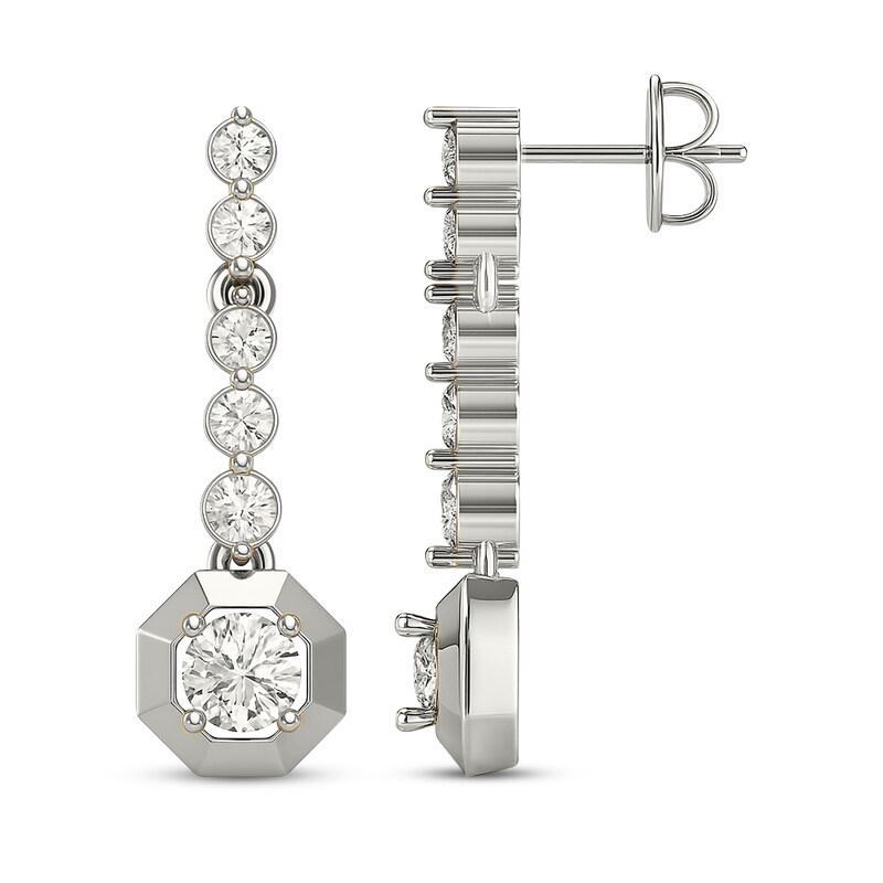 Main Image 3 of KAY Lab-Grown Diamonds Octagon Frame Drop Earrings 3/4 ct tw Sterling Silver