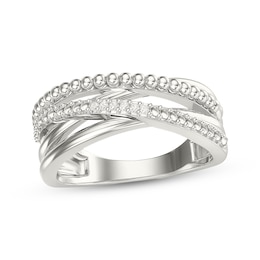Diamond Accent Crossover Fashion Ring Sterling Silver