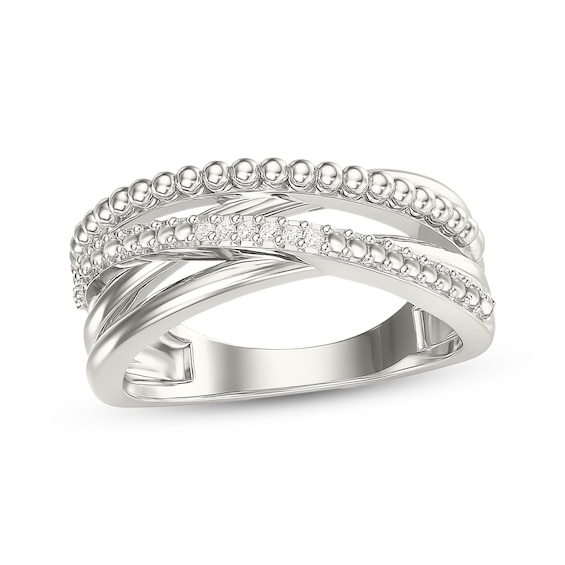 Diamond Accent Crossover Fashion Ring Sterling Silver
