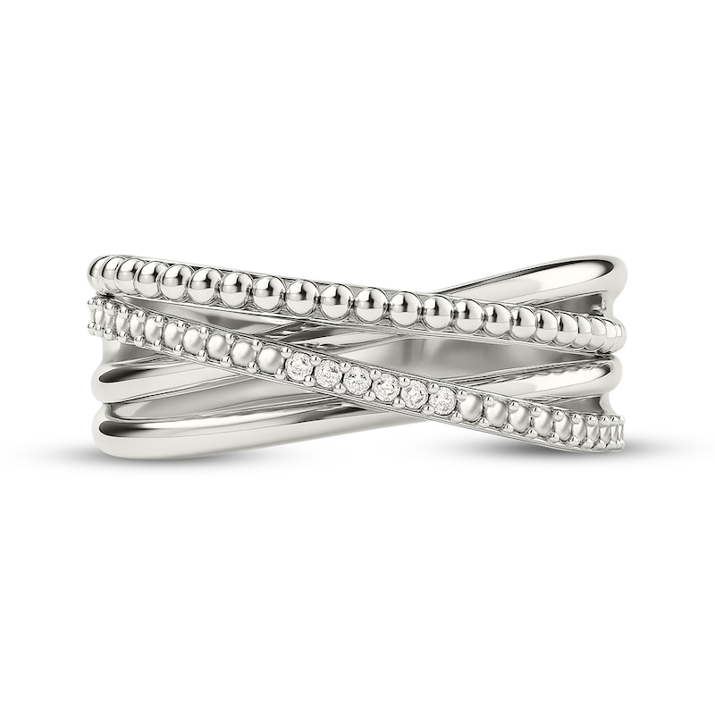 Main Image 4 of Diamond Accent Crossover Fashion Ring Sterling Silver