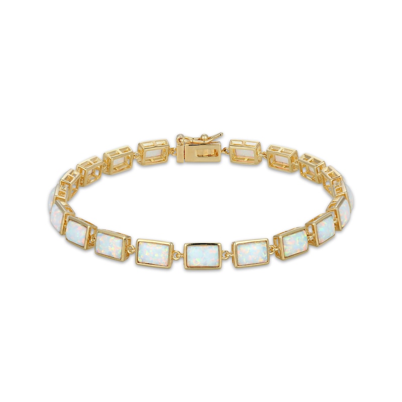 Main Image 1 of STUDIO BY KAY Baguette-Cut Lab-Created Opal Bracelet 24K Yellow Gold Vermeil Sterling Silver 7.25"