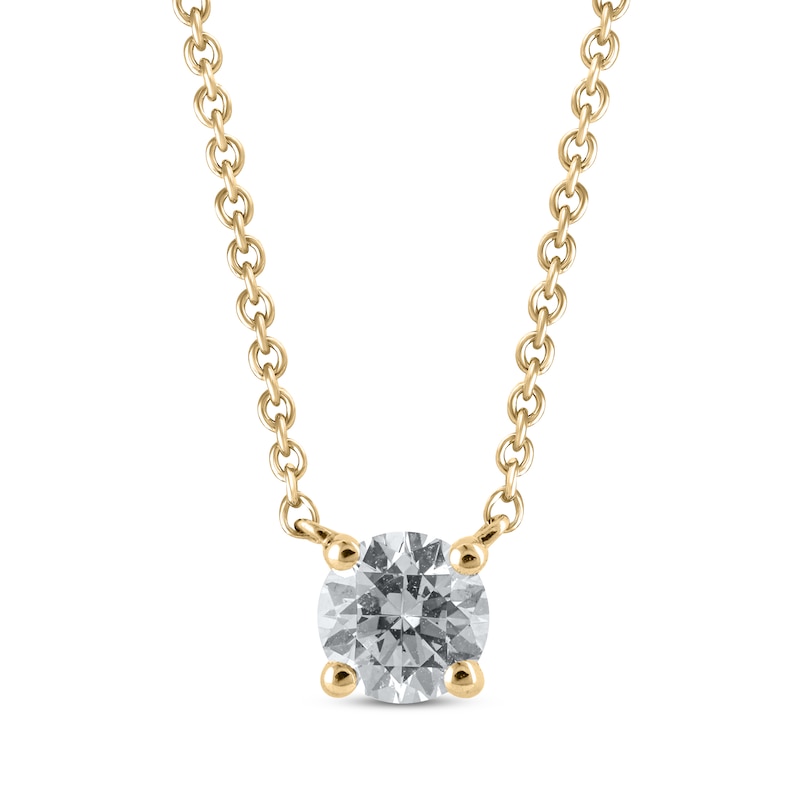 Main Image 1 of KAY Lab-Grown Diamonds Round-Cut Solitaire Necklace 1/2 ct tw 14K Yellow Gold 19"