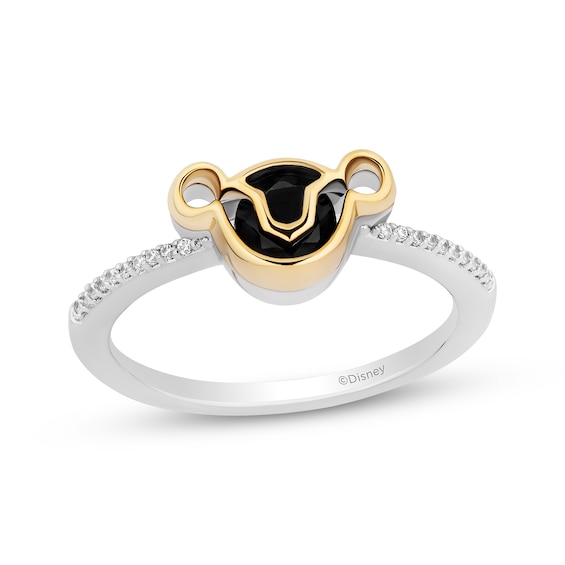 Disney Treasures The Lion King "Simba" Black Onyx & Diamond Accent Ring Sterling Silver & 10K Yellow Gold