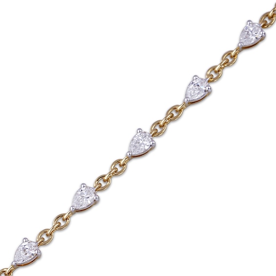 Thumbnail Image 2 of KAY Lab-Grown Diamonds Pear-Shaped Bracelet 2 ct tw 10K Yellow Gold 7"