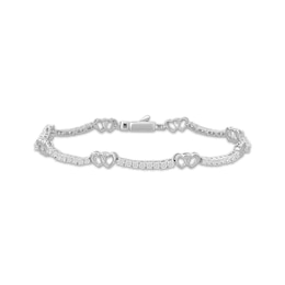 KAY Lab-Grown Diamonds Interlocking Hearts Station Bracelet 1 ct tw Sterling Silver 7"