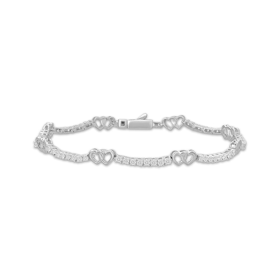 KAY Lab-Grown Diamonds Interlocking Hearts Station Bracelet 1 ct tw Sterling Silver 7"