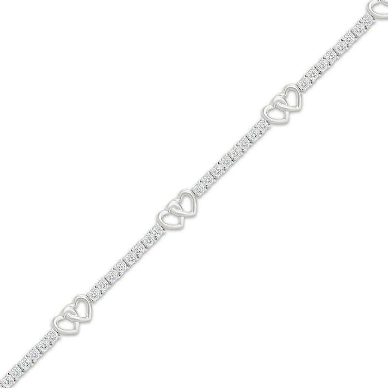 Main Image 2 of KAY Lab-Grown Diamonds Interlocking Hearts Station Bracelet 1 ct tw Sterling Silver 7"