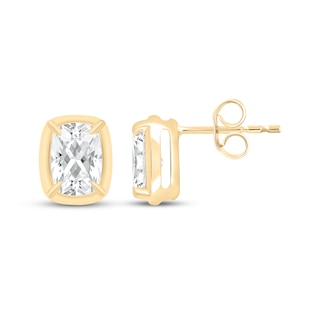 KAY Lab-Grown Diamonds Cushion-Cut Solitaire Stud Earrings 2 ct tw 10K Yellow Gold (F/SI2)