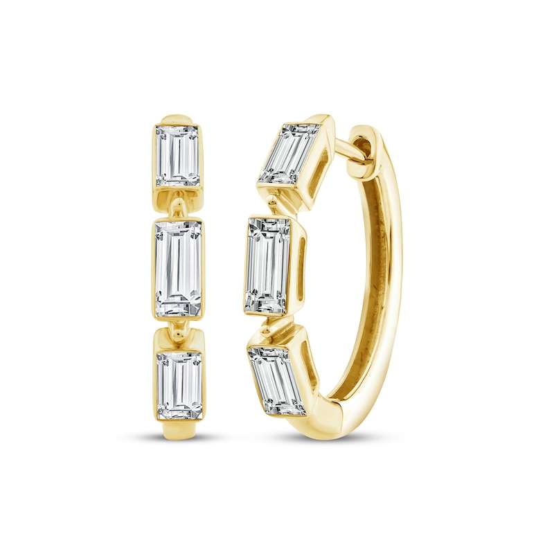Main Image 1 of KAY Lab-Grown Diamonds Baguette-Cut Hoop Earrings 1-1/4 ct tw 24K Yellow Gold Vermeil Sterling Silver