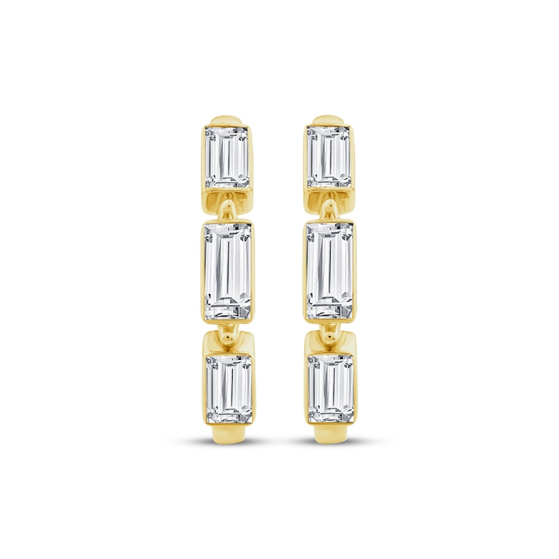 Main Image 2 of KAY Lab-Grown Diamonds Baguette-Cut Hoop Earrings 1-1/4 ct tw 24K Yellow Gold Vermeil Sterling Silver