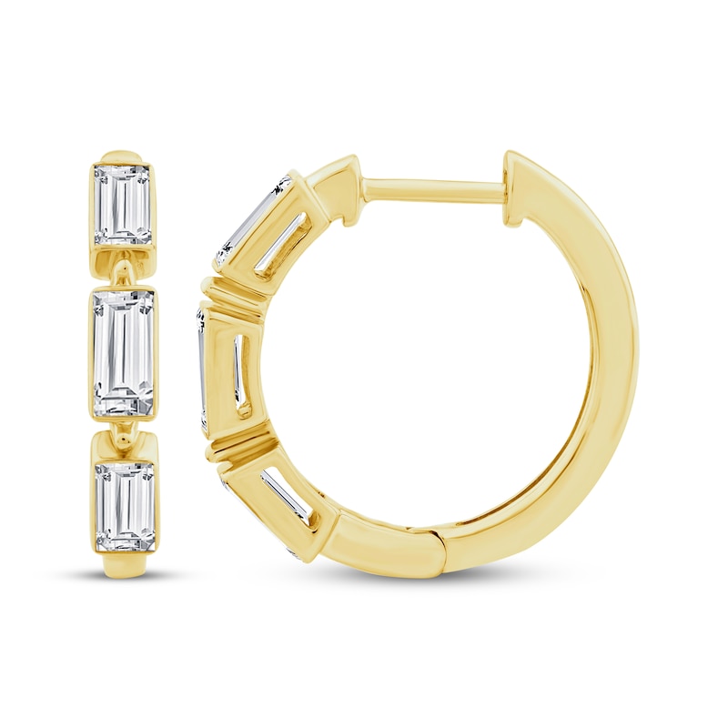 Main Image 3 of KAY Lab-Grown Diamonds Baguette-Cut Hoop Earrings 1-1/4 ct tw 24K Yellow Gold Vermeil Sterling Silver