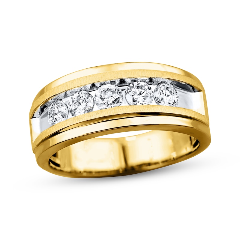 Main Image 1 of Now + Forever Men's Diamond Five-Stone Wedding Band 1 ct tw 10K Yellow Gold