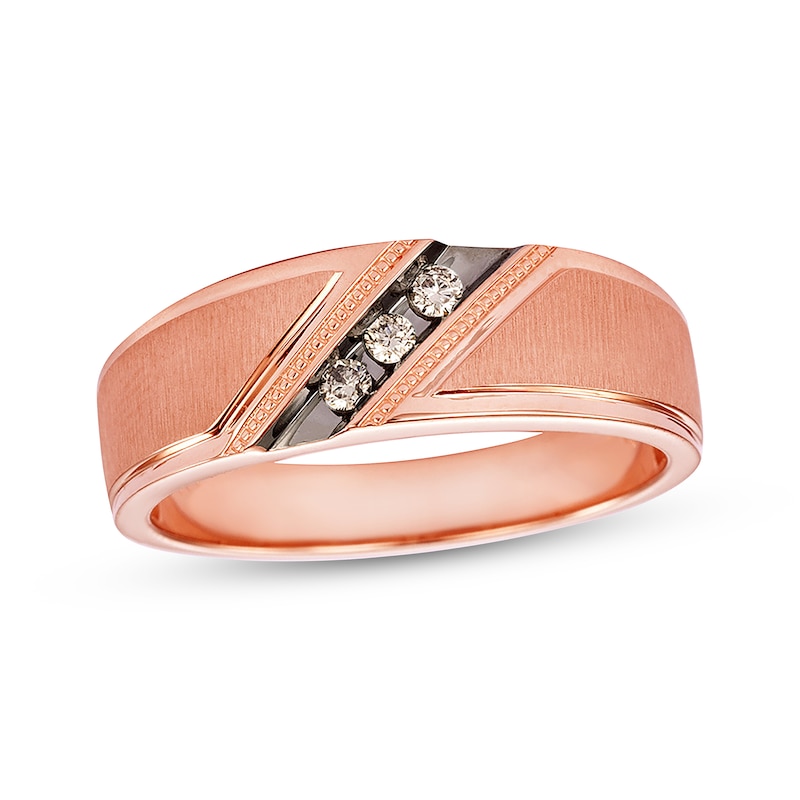 Main Image 1 of Now + Forever Men's Brown Diamond Wedding Band 1/10 ct tw 10K Rose Gold