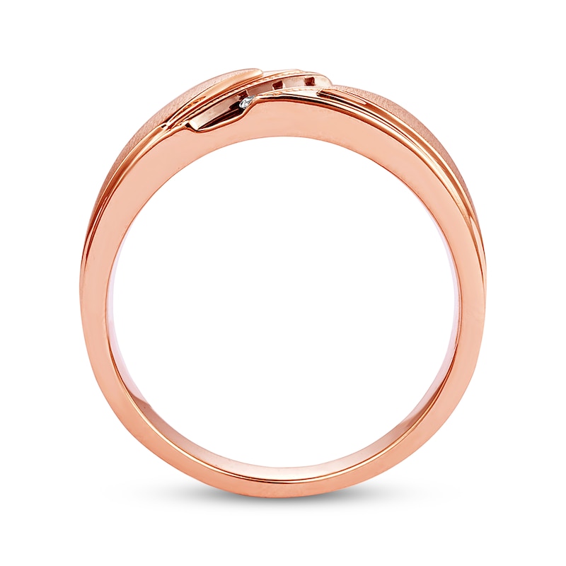 Main Image 3 of Now + Forever Men's Brown Diamond Wedding Band 1/10 ct tw 10K Rose Gold
