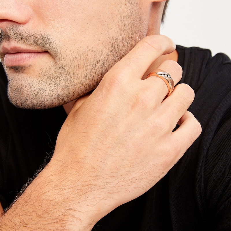 Main Image 4 of Now + Forever Men's Brown Diamond Wedding Band 1/10 ct tw 10K Rose Gold