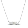 Thumbnail Image 1 of Cultured Pearl & White Lab-Created Sapphire "Mom" Necklace Sterling Silver 18"